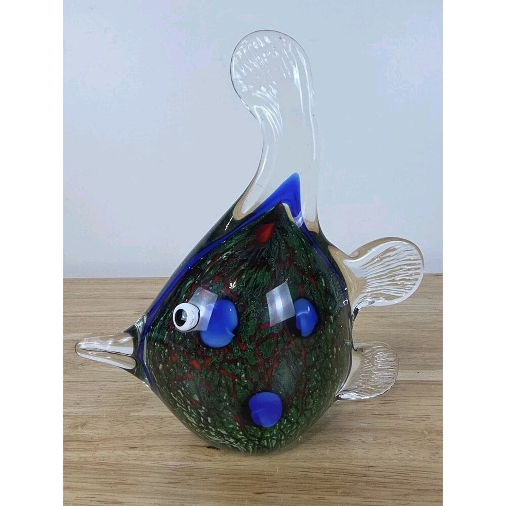 Vintage Murano Style Venetian Italian Art Glass Fish Figure Sculpture 9.5" Tall